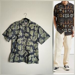 COOK STREET Honolulu Novelty Print Monstera Leaf Men's Shirt XL Button Down